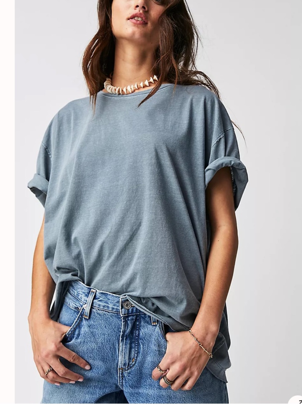 Free People - Women's Nina Cotton T-Shirt - Mirage Blue - XL